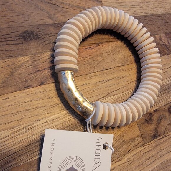 Meghan Browne Style Lola Ivory Natural Wood Stackable Bracelet - Picture 11 of 13